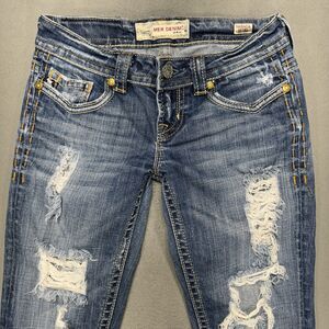 MEK Jeans Womens 25x34 Low‎ Oaxaca Cigarette Cowgirl Rodeo Western Ripped Denim